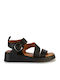 Leather Women's Flat Sandals Flatforms Black
