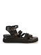 Δερμάτινα Γυναικεία Σανδάλια Flatforms Μαύρα