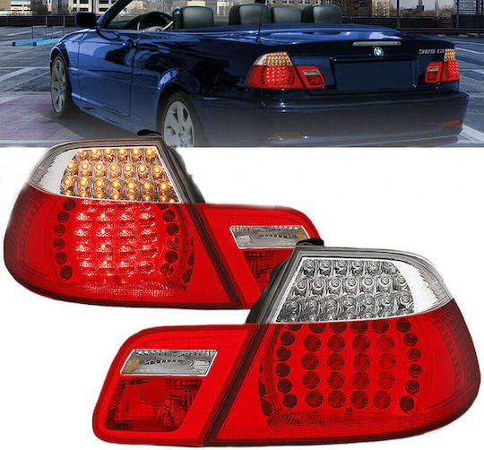 Задни Фарове Комплект Bmw 3 E46 Cabrio 99-03 LED Червени Кристални Ангелски Очички Rb20clrc