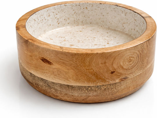 e-exoplismos Serving Bowl Round Wooden White with Diameter 15cm