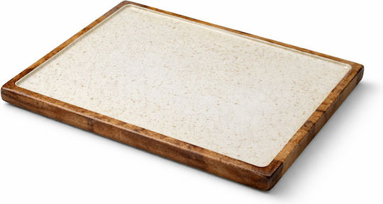 e-exoplismos Spots Platou De Servire Rectangular Din Lemn Alb 35x22cm