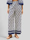 Women's Fabric Trousers with Rubber Band Navy