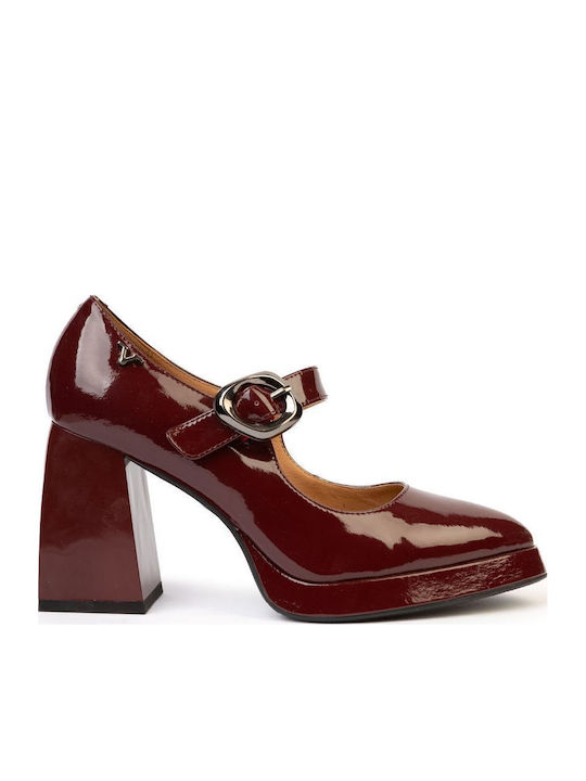 Pantofi Cu Toc Din Lac Burgundy