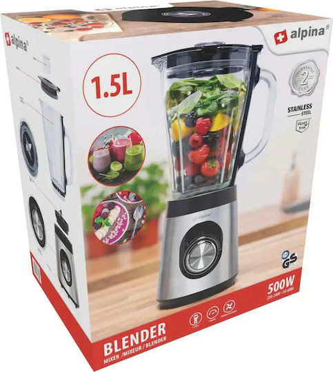 Alpina Blender with Glass Jug 1.5 lt 500W Gray 1378784