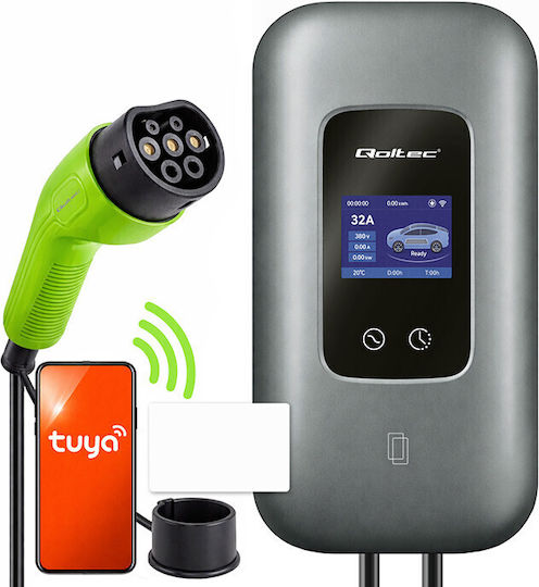 Qoltec Wall Mounted Three-Phase Charging Station 22kW with Built-in Cable Type 2