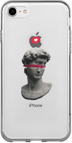 Apple iPhone SE 2020 Half Statue Transparent Silicone TPU Case