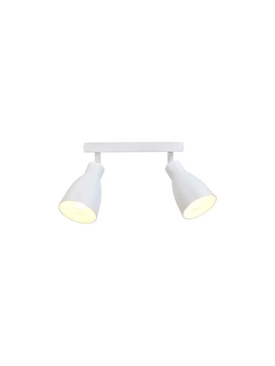 Lightex Double Spot with E27 Lamp Adapter in White Colour