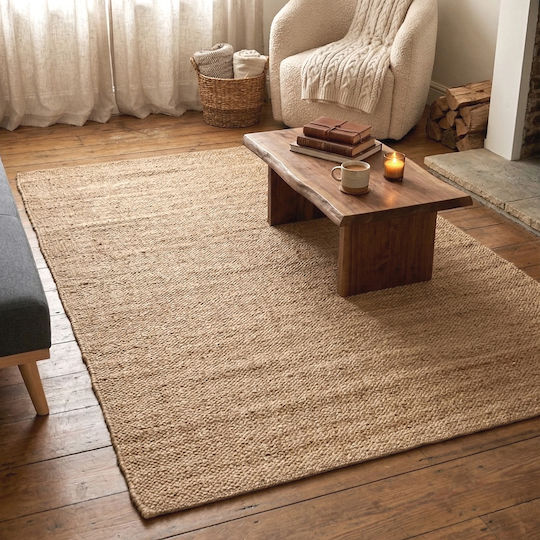 Ravelia Calida Non-Slip Rectangular Summer Jute Rug Beige 140x200cm