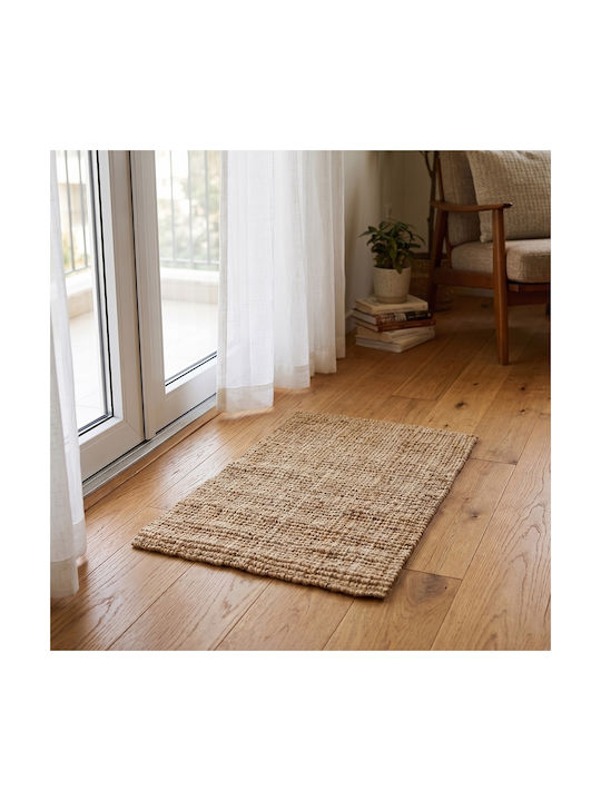 Ravelia Non-Slip Rectangular Jute Beige Rug 60x90cm