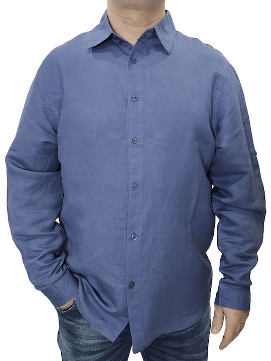 Grace Man Linen Shirt Indigo