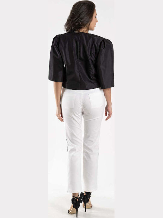 Damen Stoffhose in Gerade Bein Stil Schwarz