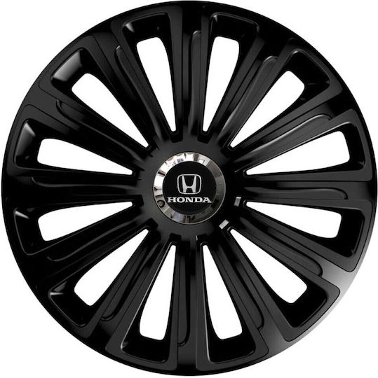 Car Wheel Hubcaps Versaco 14" Trend Rc Black Cbx 3d Metal Logo Honda 4 Pieces