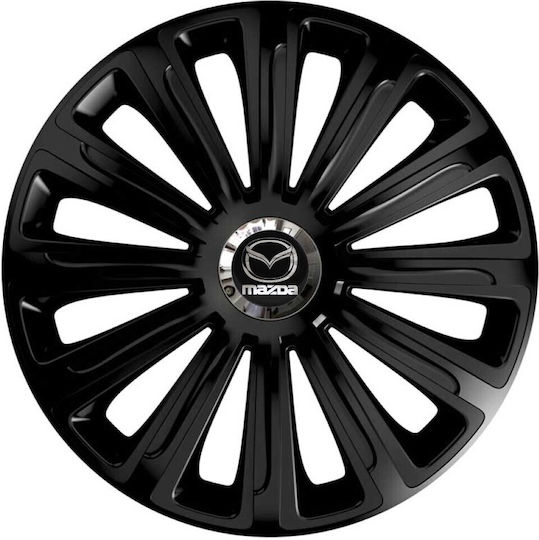 Car Wheel Hubcaps Versaco 14" Trend Rc Black Cbx 3d Metal Logo Mazda 4 Pieces