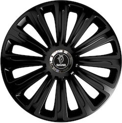 Car Wheel Hubcaps Versaco 14" Trend Rc Black Cbx 3d Metal Logo Saab 4 Pieces