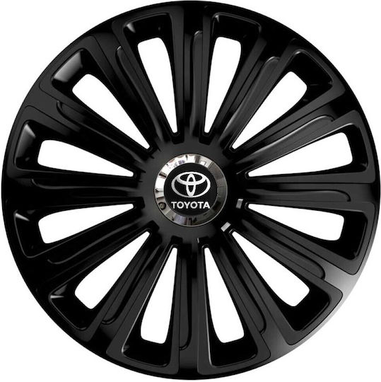 Car Wheel Hubcaps Versaco 14" Trend Rc Black Cbx 3d Metal Logo Toyota 4 Pieces