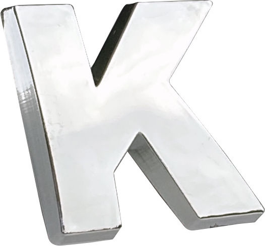 Αυτοκόλλητo Γράμμα Χρωμίου 3d ''k'' 2.7cm X 2.5cm 1 Τεμάχιο