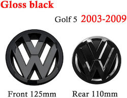 Autoaufkleber Carro 389623 Wappenabzeichen Motorhaube 125mm & Kofferraum 110mm Vw Golf 5 Mk5 Gti 2003 2004 2005 2006 2007 2008 2009 Schwarz Hochglanz 2 Stücke