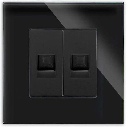 Socket 2xrj45 Cat5 Glass Frame Black Luxon