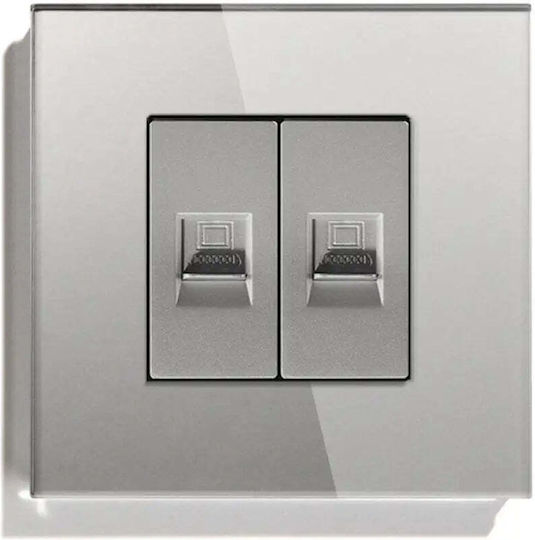 Priză 2xRJ45 Cat5 Ramă din Sticlă Gri Luxon