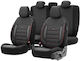 Deluxeboss 292366 Autositzbezüge Satz Citroen C1 C2 C3 C4 C5 C8 C-elysee C-crosser Aircross Saxo Xsara Picasso Xanthia Berlingo Baumwollstoff Lederimitat Satz Vorne Hinten 11 Stück Schwarz Rot Stickerei