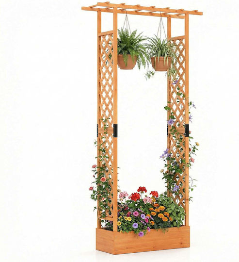 Costway Jardinieră Din Lemn Portocalie 227x35x110cm
