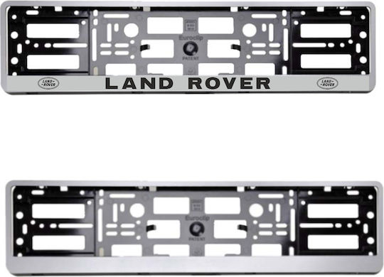 European License Plate Frame Plastic Silver Land Rover Logo 1 Piece
