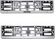 European License Plate Frame Plastic Silver Saab Logo 1 Piece