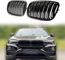 Diederichs 242555 Καρδιές Μάσκας Bmw X5 E70 07-13 X6 E71 08-14 M4 Look Διπλή Γρίλια Μαύρο Γυαλιστερό 6 Γρίλιες 2 Τεμάχια