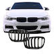 Car Hearts Mask BMW Series 1 F20 F21 11-15 M4 Look Double Grille 6 Lines Black Glossy 2 Pieces