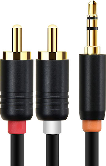 Cabletime 3,5mm Klinkenkabel - 2x RCA-Stecker Schwarz 0,5m