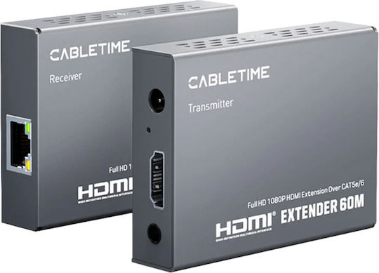 Cabletime Hdmi Video Extender Ct-hehd-fg60 Μέσω Καλωδίου Rj45 1080p/60hz Έως 60m Cabletime