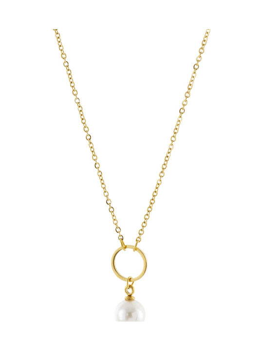 Loisir Necklace Made of Steel with Pearls