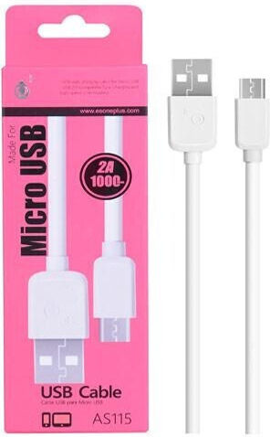 Regular USB 2.0 to micro USB Cable Λευκό 1m AS115 1τμχ
