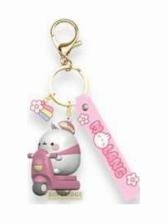 Molang Scooter Series Pink Molang Keychain Bracelet