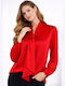 Women's Satin Red Blouse