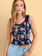 Women's Cotton Blouse with Lace Floral Multicolour