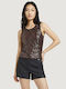 Women's Sleeveless Brown Blouse