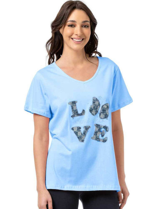 Bodymove Damen Bluse Love Hellblau