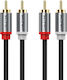 Cabletime Cable 2x RCA-Stecker - 2x RCA-Stecker 1m CT-RCA-AG1