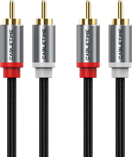 Cabletime Cablu 2x RCA masculin - 2x RCA masculin 3m CT-RCA-AG3