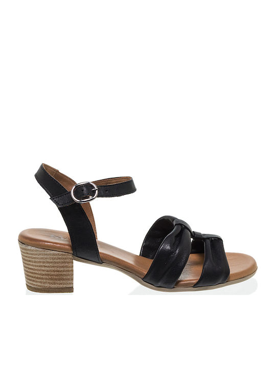Mago Shoes Black Leather Sandals