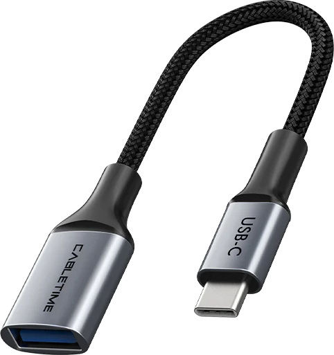 Cabletime USB-C Männlich Zu USB-C Weiblich Konverter Grau 1Stück CT-CMAF3.0-AG0.15