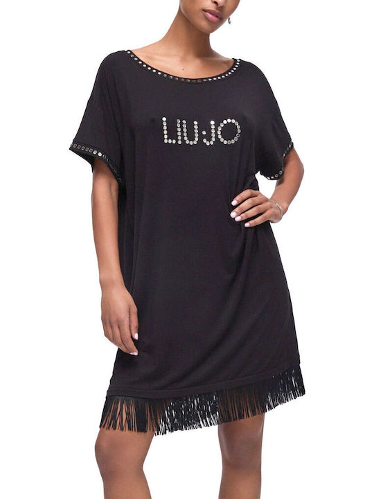 Καλοκαιρινό Mini T-shirt Φόρεμα Μαύρο