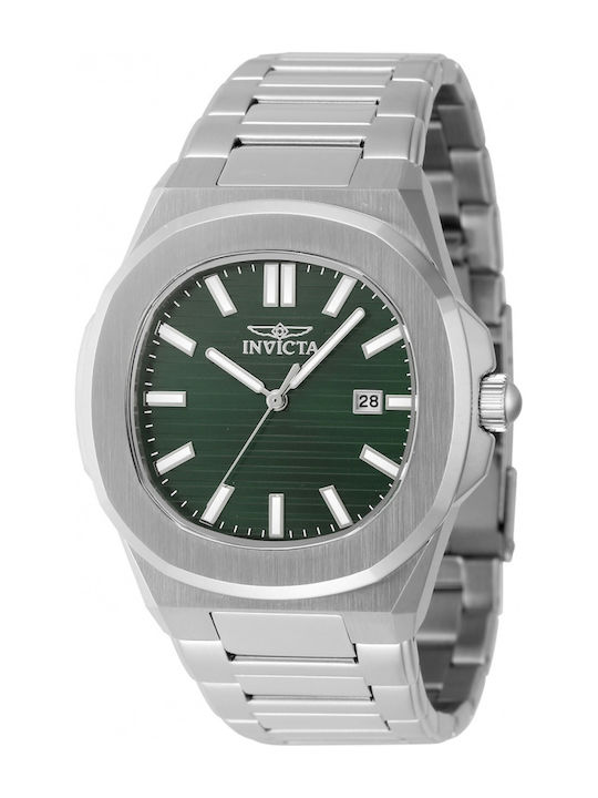 Invicta Herrenuhr 41mm Batterie mit Silber Metall-Armband
