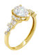 Xrisokosmima Single Stone Ring From 9K Gold With Zircon