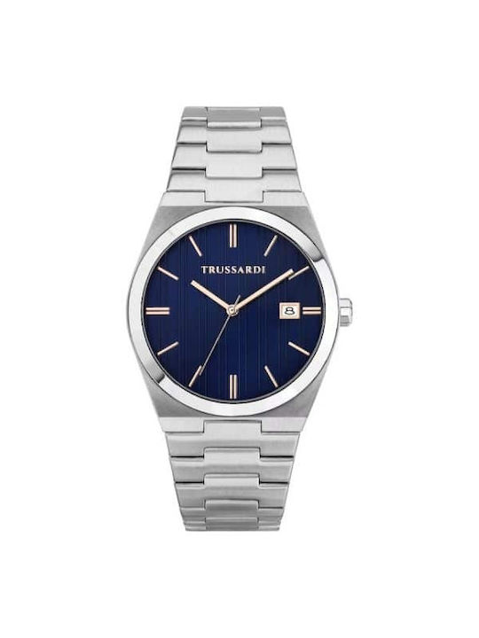 Trussardi Γυναικείο Ρολόι 40mm Μπαταρίας με Ασημί Μεταλλικό Μπρασελέ