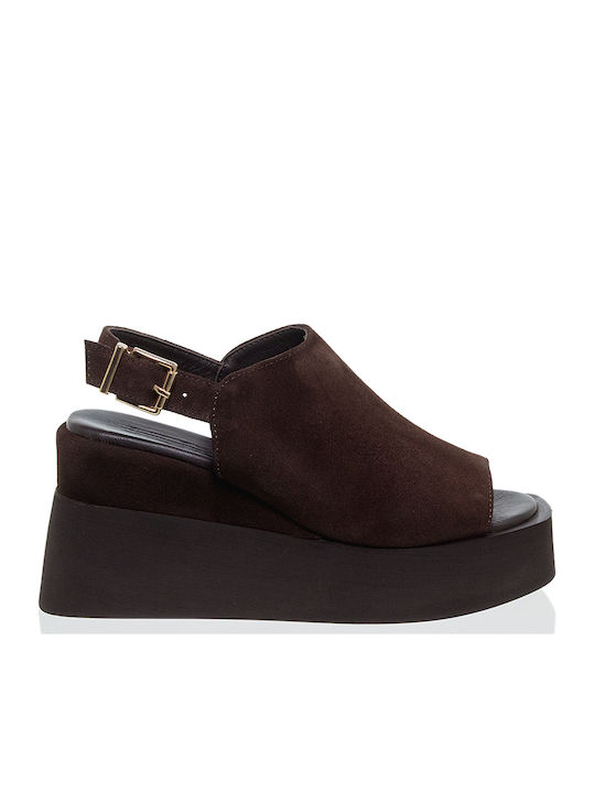 Mago Shoes Καλοκαιρινές Γυναικείες Πλατφόρμες Καφέ