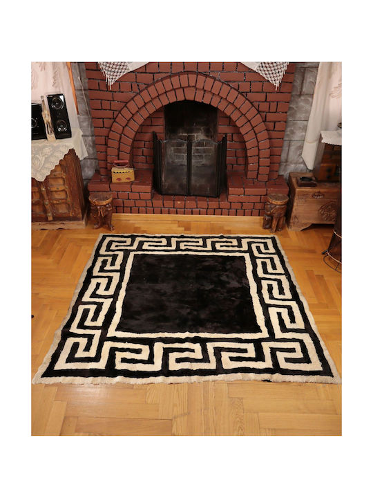 Meander Rug Rectangular Furry White 120x230cm