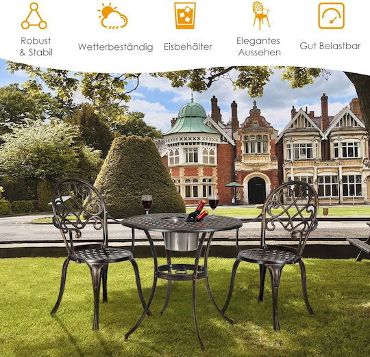 Outdoor Dining Room Set 3 Pieces Bronze