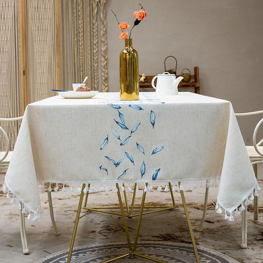 FRIPIA Față De Masă Din In Cu Broderie Albastră 120x180cm